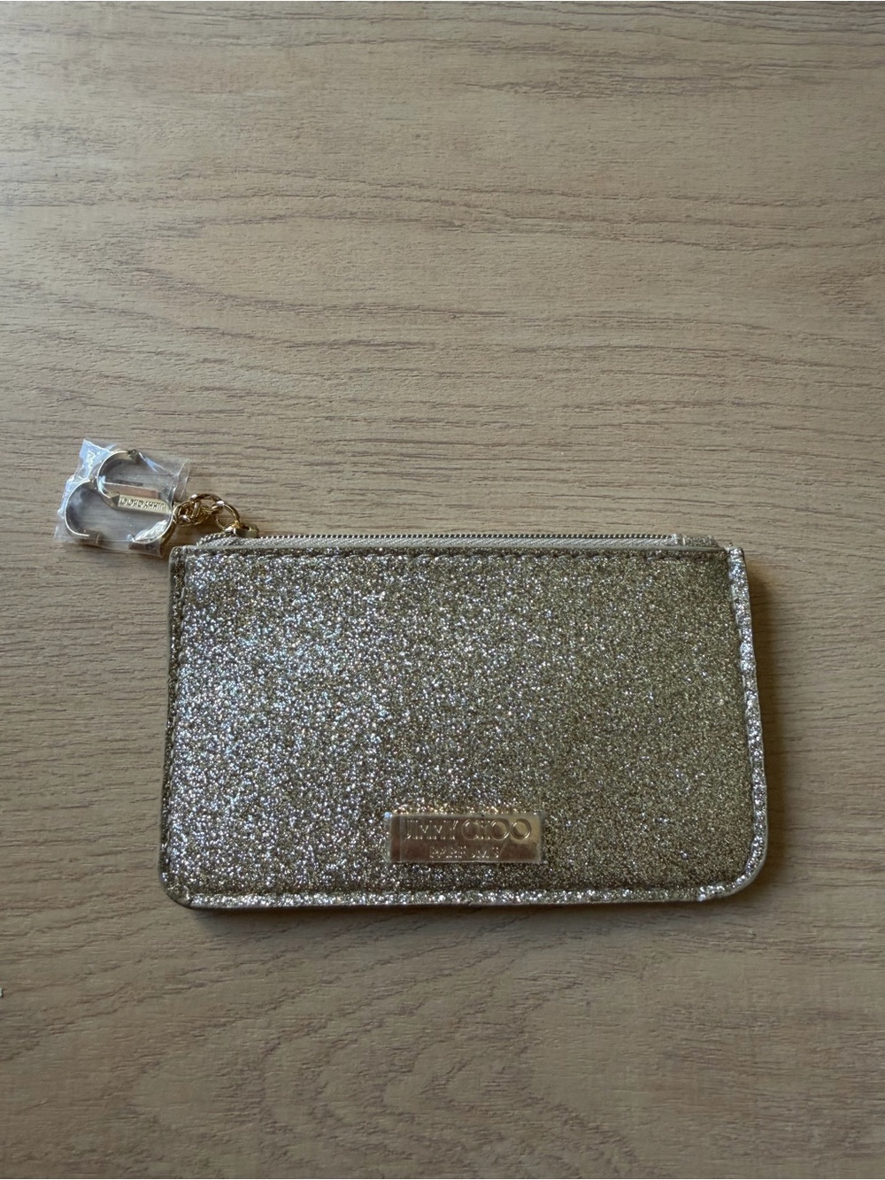 Jimmy Choo Gold Glitter Card Holder Pouch